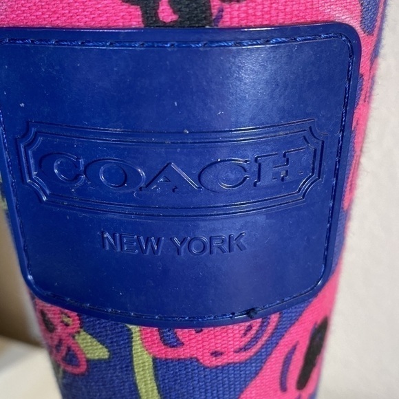 Coach Rain Boots Size 7 Pearl Poppy Floral Blue and Pink - Picture 9 of 11